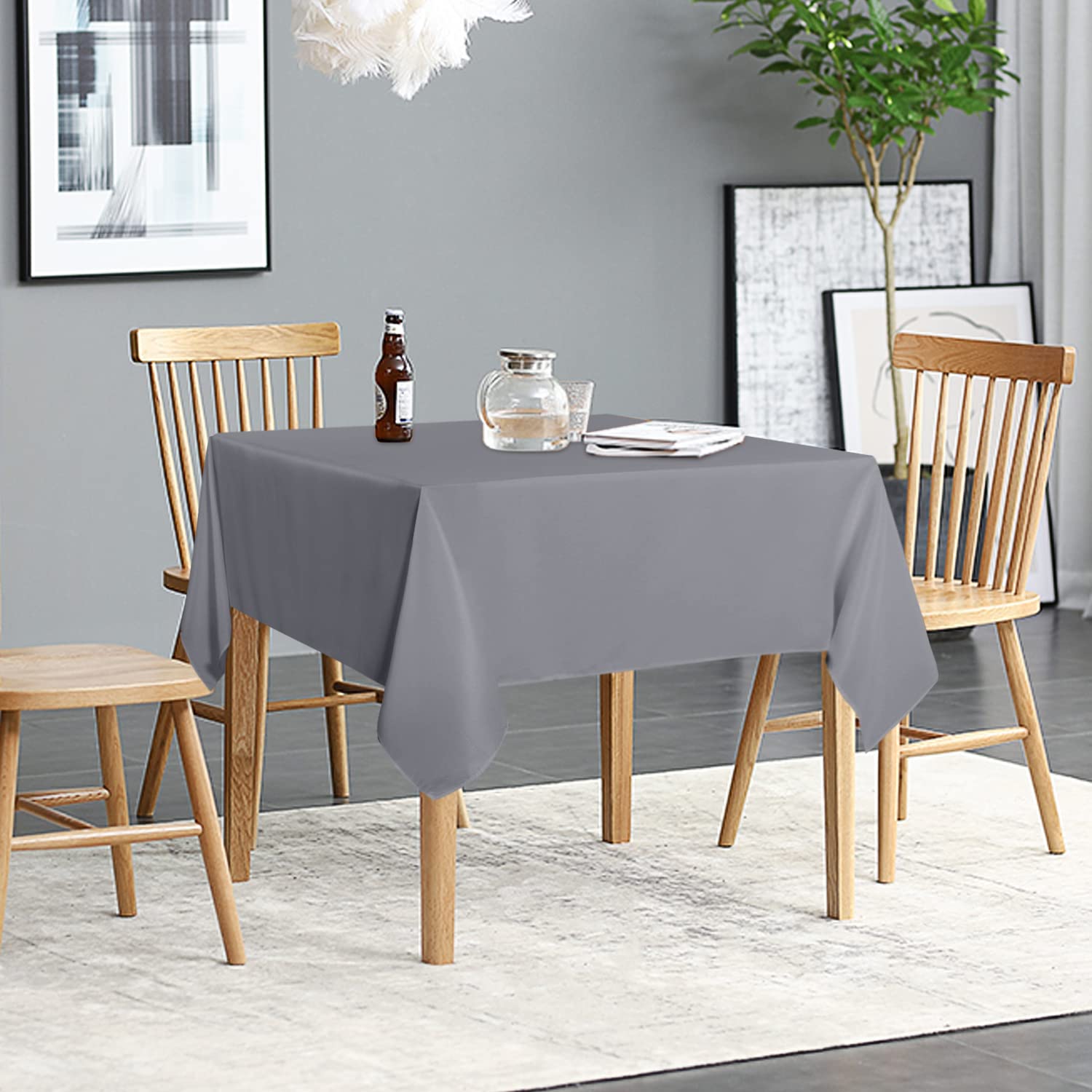 Sancua 2 Pack Light Grey Tablecloth 54 X 54 Inch, Stain And Wrinkle Resistant Square Table Cloth - Washable Polyester Table Cove